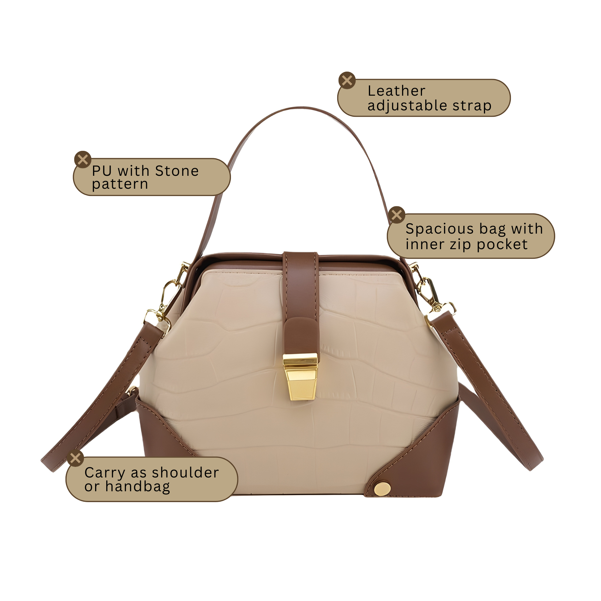 Brown khaki bucket bag - Image 2