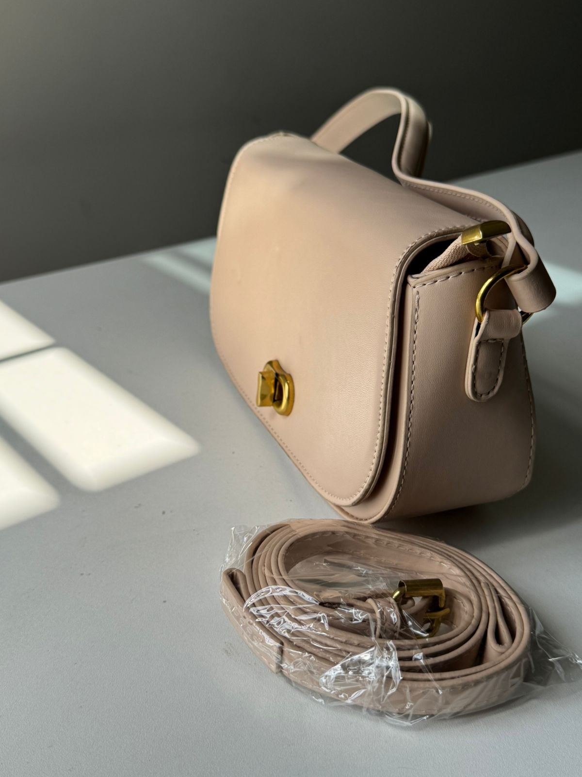 horizontal apricot compact bag