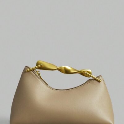 Minimalist Asymmetrical apricot color Bag