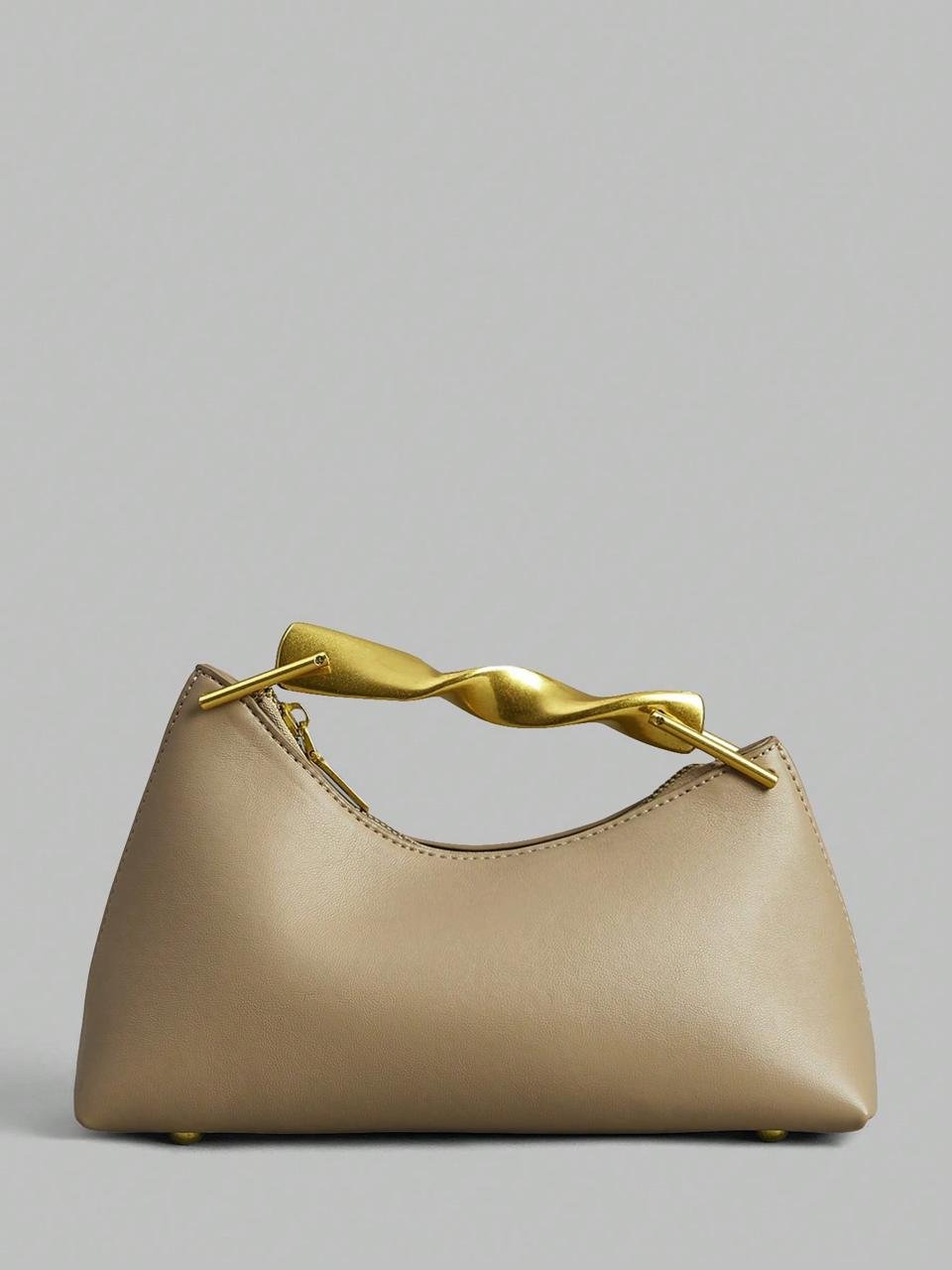 Minimalist Asymmetrical apricot color Bag