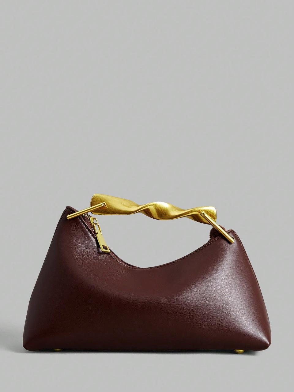 Minimalist Asymmetrical dark coffee color Bag