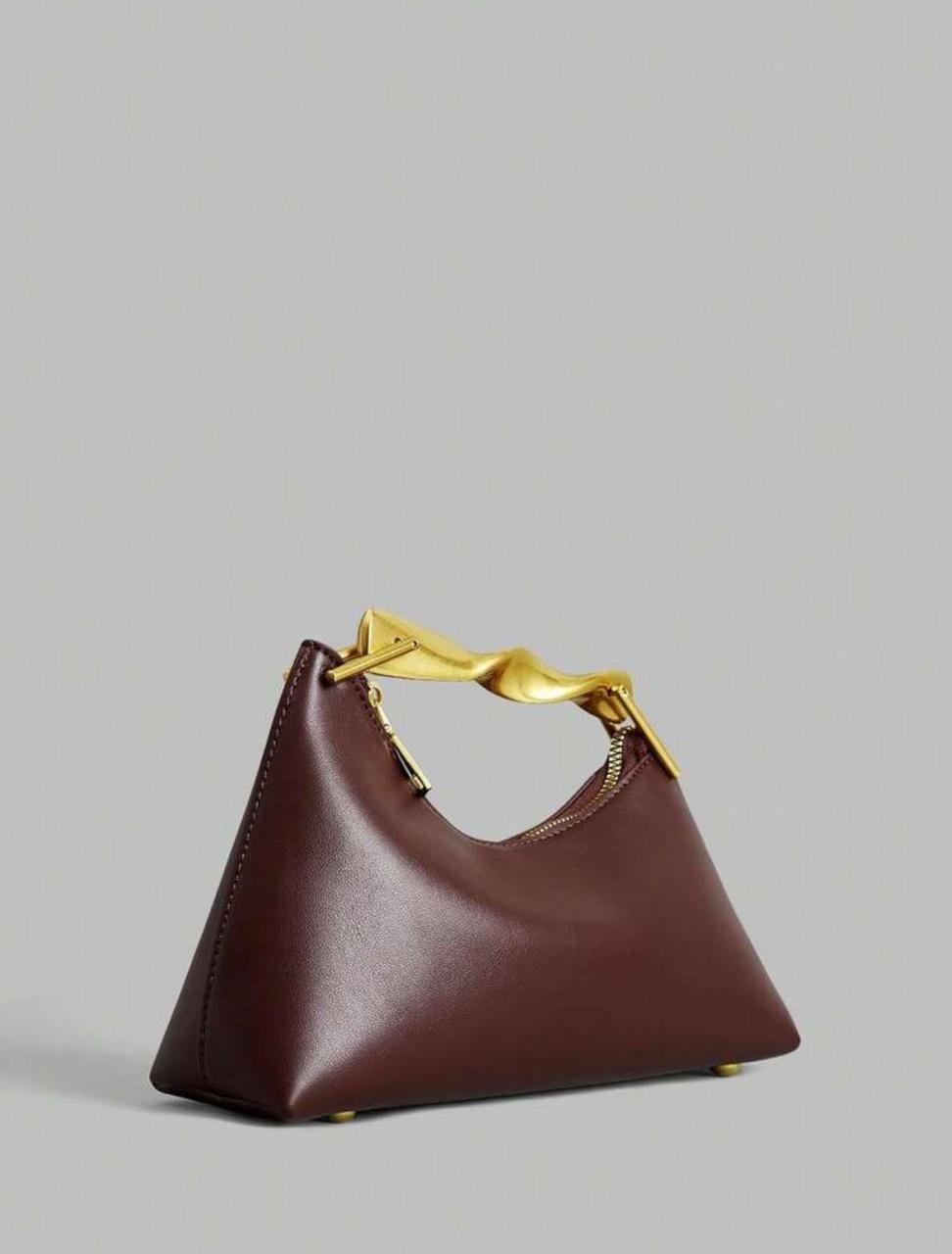 Minimalist Asymmetrical dark coffee color Bag - Image 2